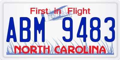 NC license plate ABM9483