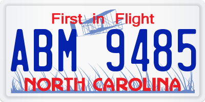 NC license plate ABM9485