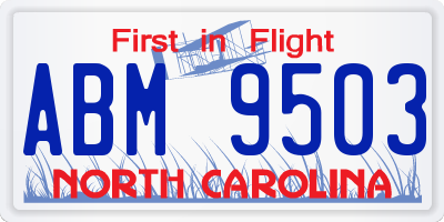 NC license plate ABM9503