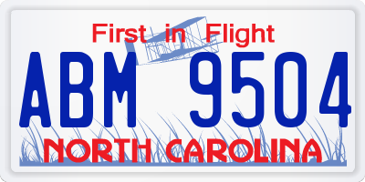 NC license plate ABM9504