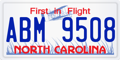 NC license plate ABM9508