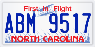 NC license plate ABM9517