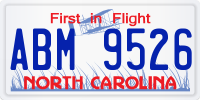 NC license plate ABM9526