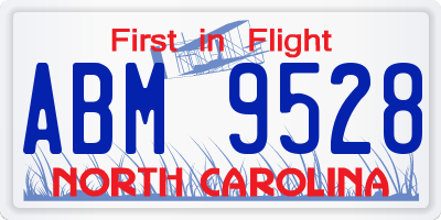NC license plate ABM9528