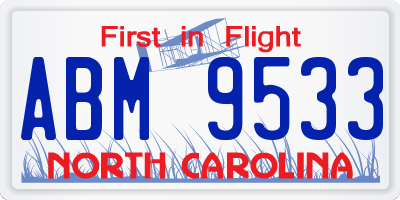 NC license plate ABM9533