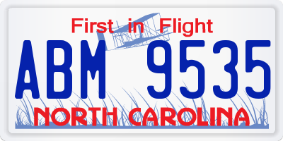 NC license plate ABM9535
