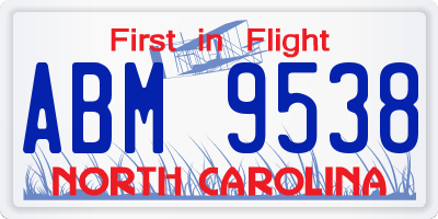 NC license plate ABM9538