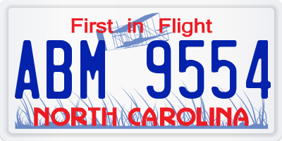 NC license plate ABM9554
