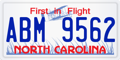 NC license plate ABM9562