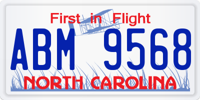NC license plate ABM9568
