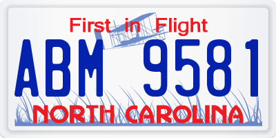 NC license plate ABM9581