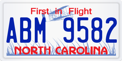 NC license plate ABM9582