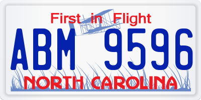 NC license plate ABM9596