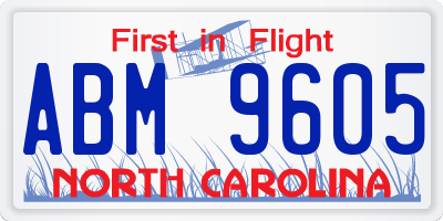 NC license plate ABM9605