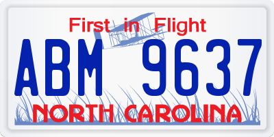 NC license plate ABM9637