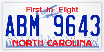 NC license plate ABM9643