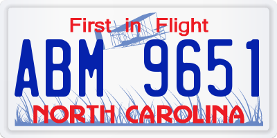 NC license plate ABM9651