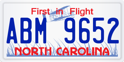 NC license plate ABM9652