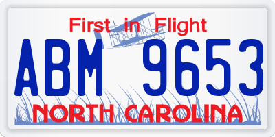 NC license plate ABM9653