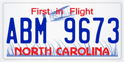 NC license plate ABM9673