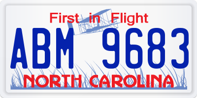 NC license plate ABM9683