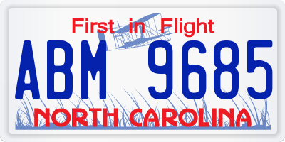 NC license plate ABM9685
