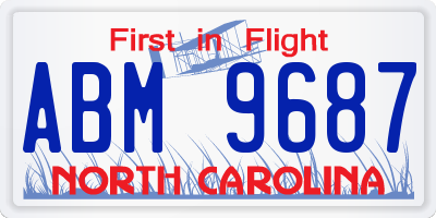 NC license plate ABM9687
