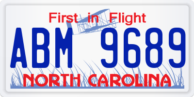 NC license plate ABM9689