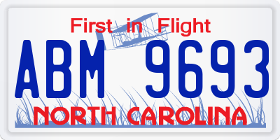 NC license plate ABM9693