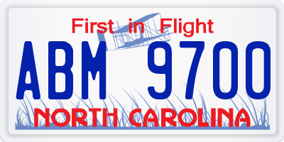 NC license plate ABM9700