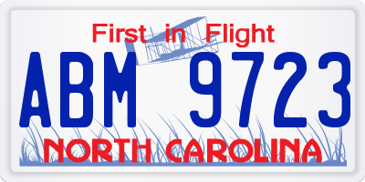 NC license plate ABM9723