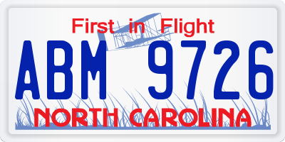 NC license plate ABM9726