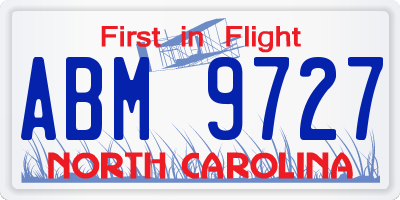 NC license plate ABM9727
