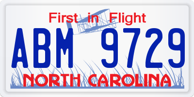 NC license plate ABM9729