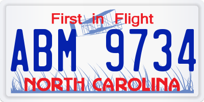 NC license plate ABM9734