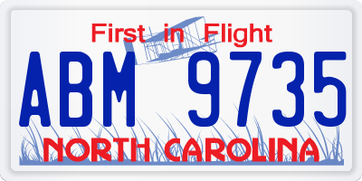 NC license plate ABM9735