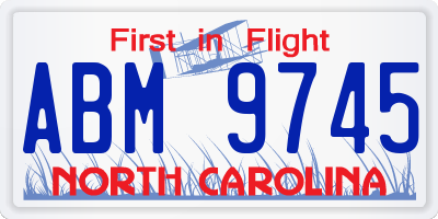 NC license plate ABM9745