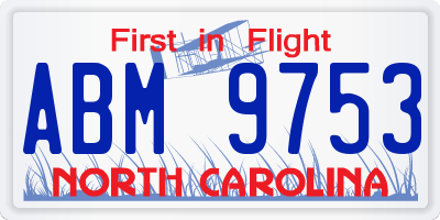 NC license plate ABM9753