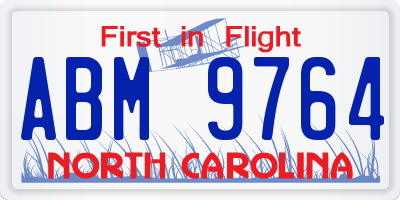 NC license plate ABM9764