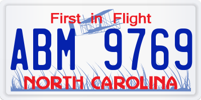 NC license plate ABM9769