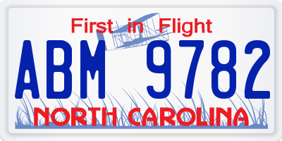 NC license plate ABM9782