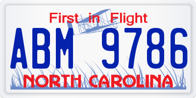 NC license plate ABM9786