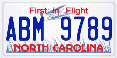 NC license plate ABM9789