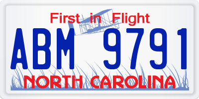 NC license plate ABM9791