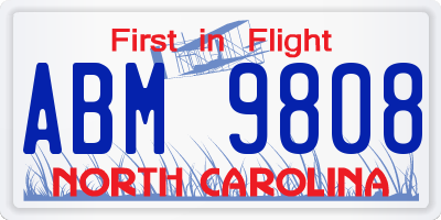 NC license plate ABM9808