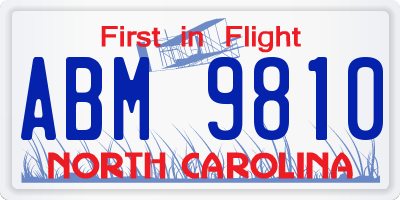 NC license plate ABM9810