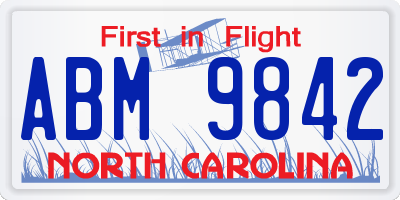 NC license plate ABM9842