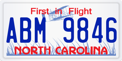 NC license plate ABM9846