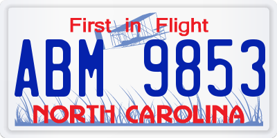 NC license plate ABM9853