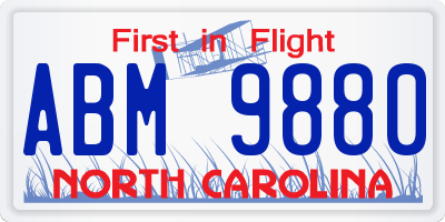 NC license plate ABM9880